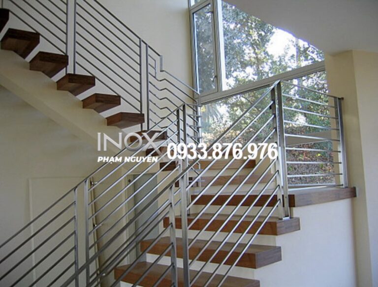 Mẫu cầu thang thang vịn inox thông dụng